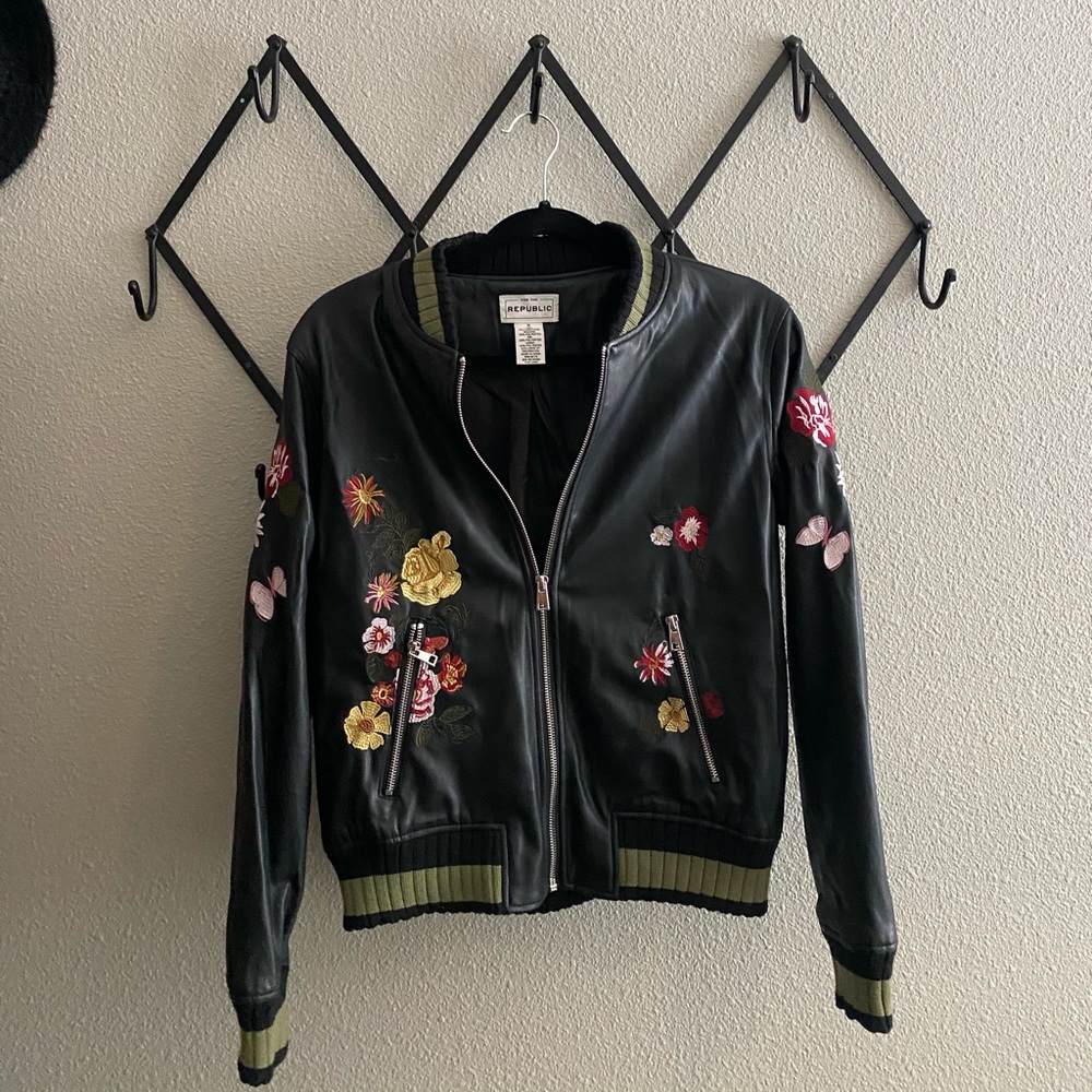 Faux Leather Bomber Jacket